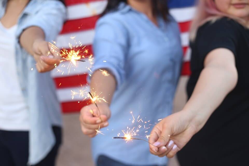 Three Women Holding up Sparklers