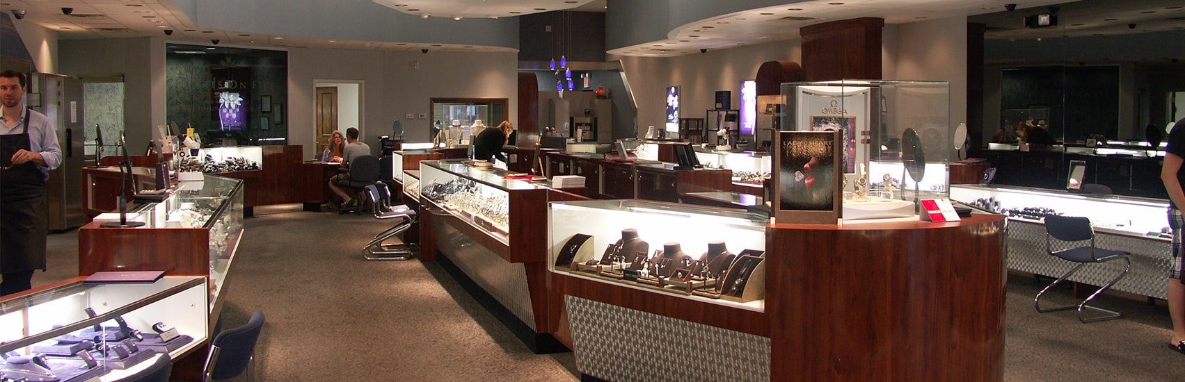 A Beautiful Shot of the Long Jewelers Boutique with Soft Lighting and Lots of Customers