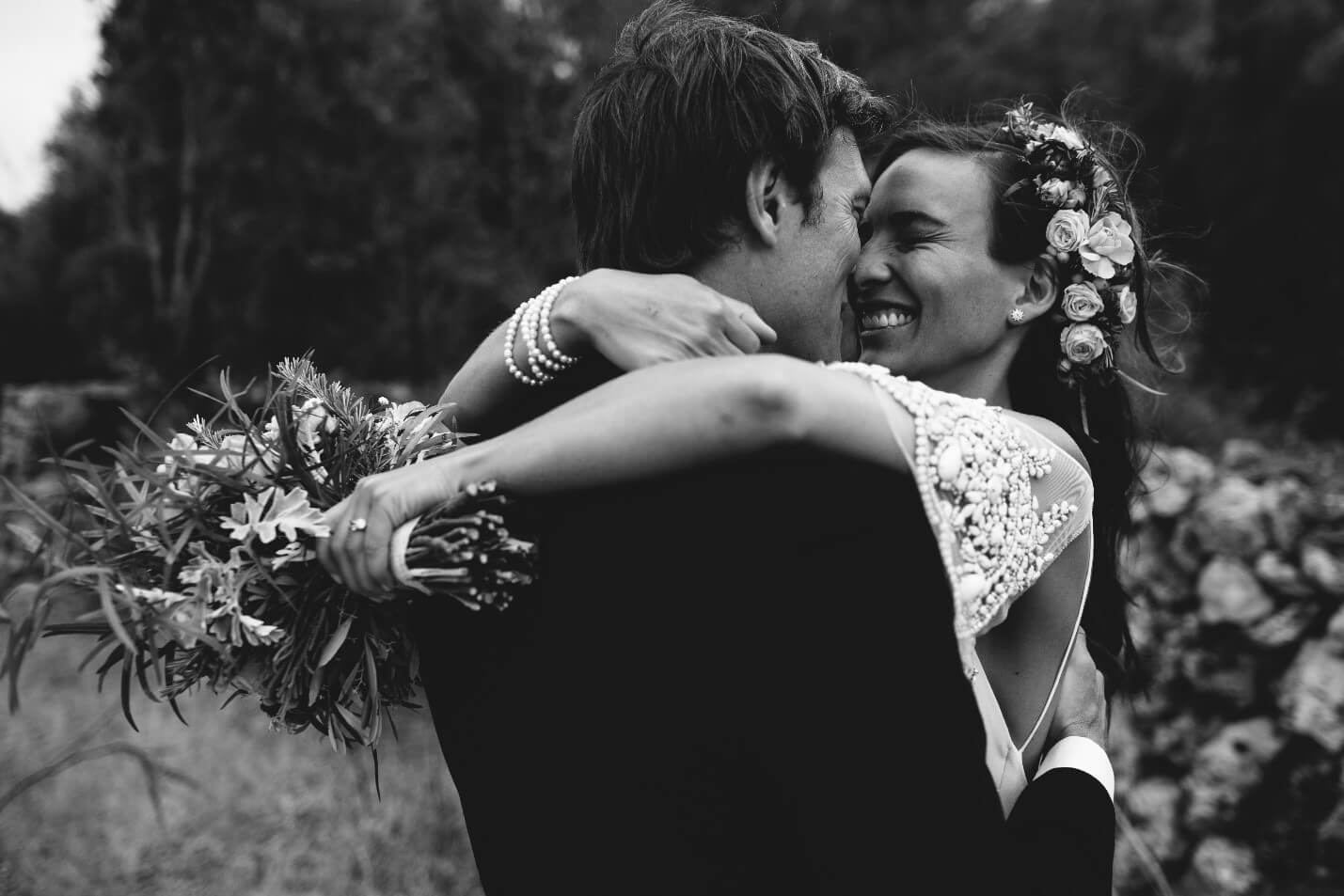 Black and White Couple Embracing