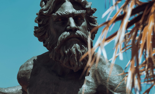 A close-up of Virginia Beach’s iconic statue of King Neptune.