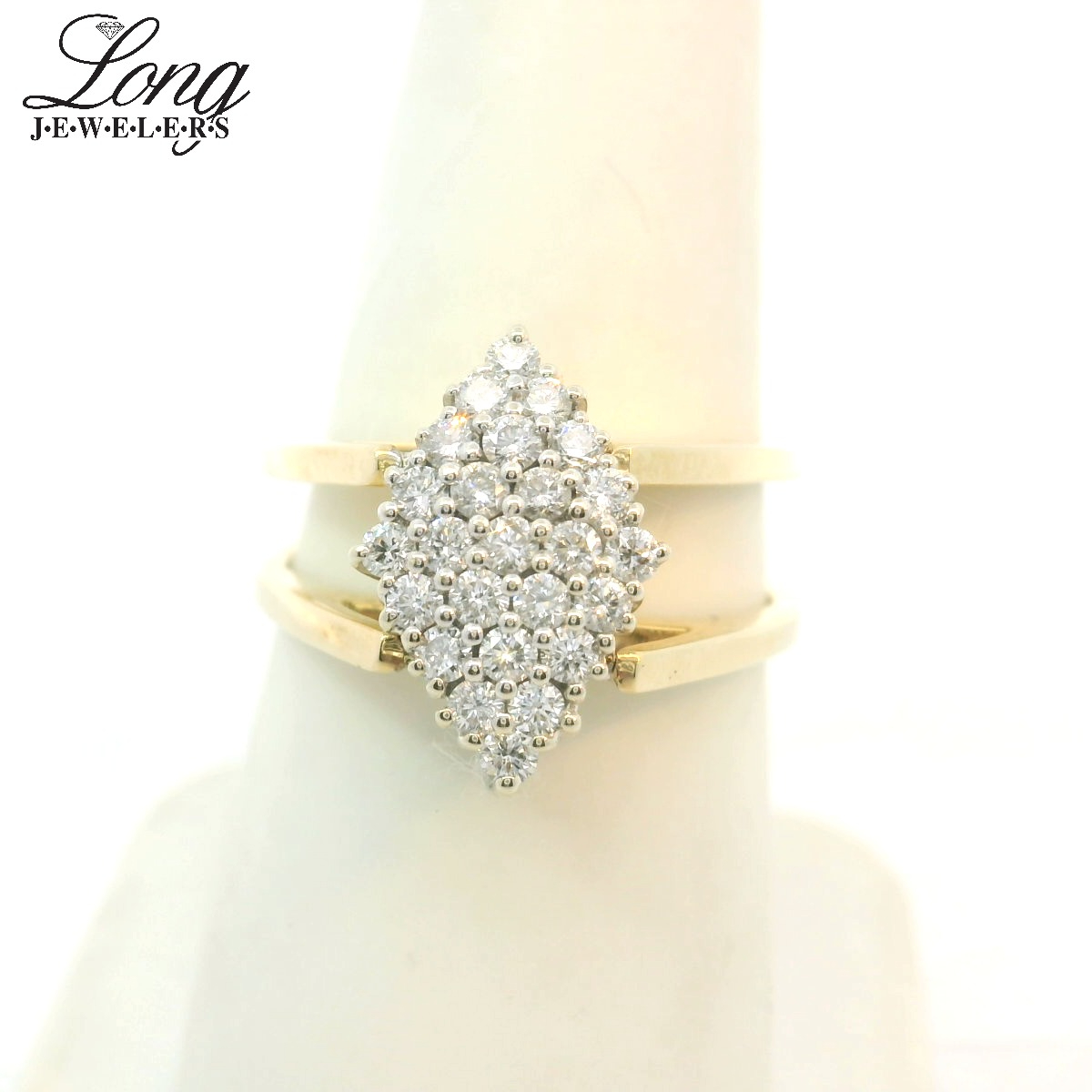 Stunning 14K White & Yellow Gold Pave Ring | Elegant Two-Tone Design Stunning 14K White & Yellow Gold Pave Ring | Elegant Two-Tone Design