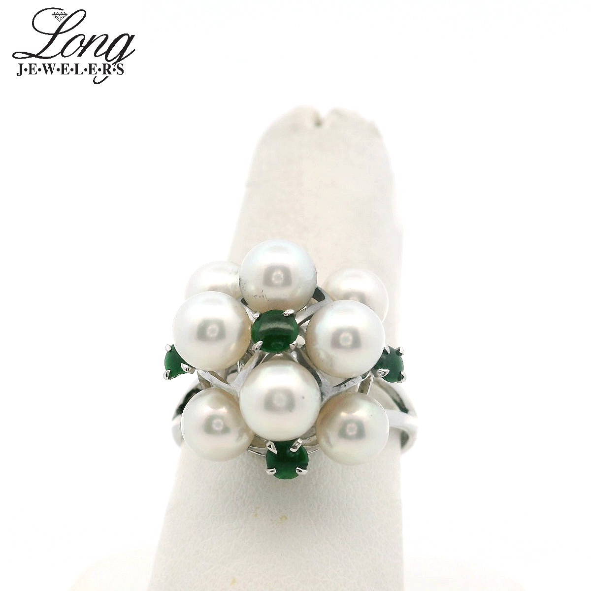 LDS 14K 5=EMERALD PEARL RED EST 8P=4.5MM RING LDS 14K 5=EMERALD PEARL RED EST 8P=4.5MM RING