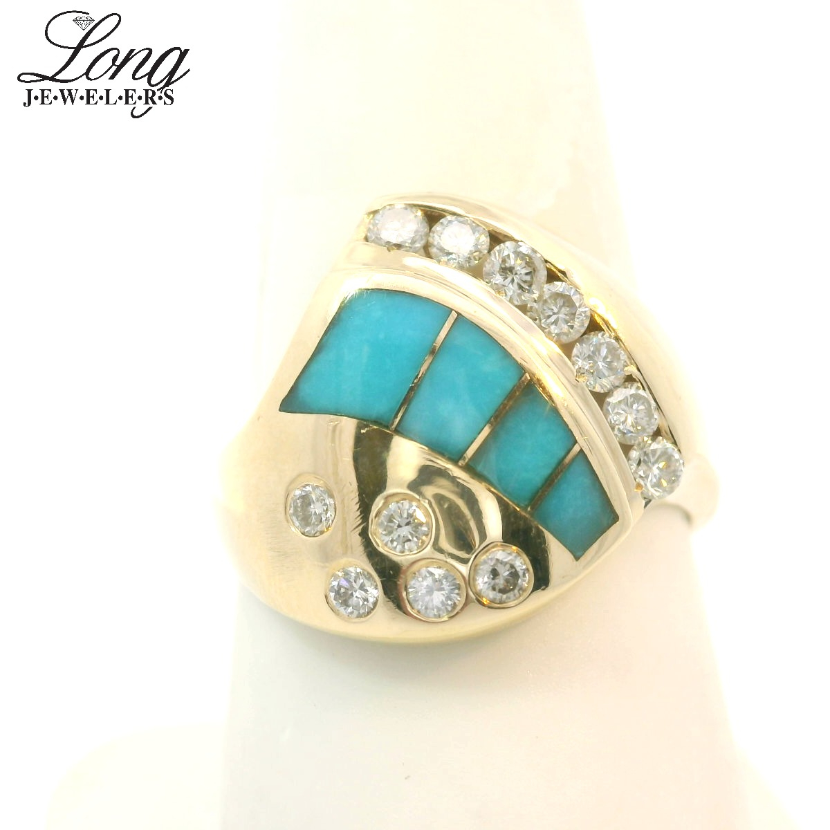 LDS 14K SI/J 12D=0.43CT RED EST TURQUOISE RG LDS 14K SI/J 12D=0.43CT RED EST TURQUOISE RG