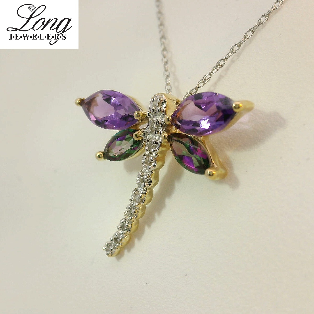 Mystic Topaz, Amethyst, Diamond Necklace Mystic Topaz, Amethyst, Diamond Necklace