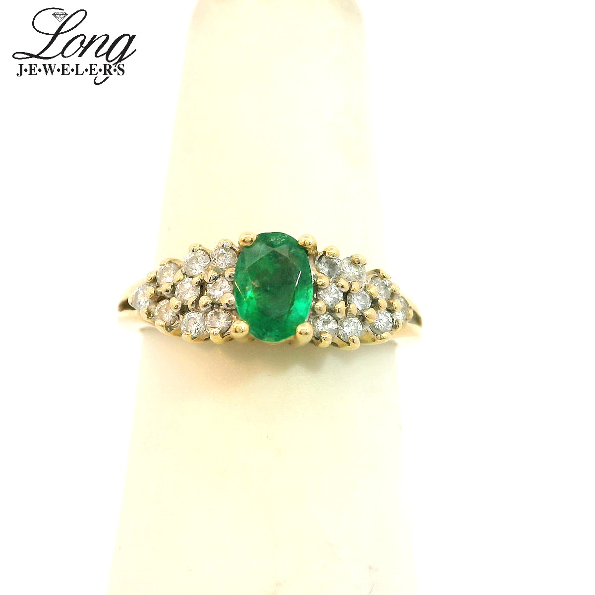 LDS 14K SI2-3/IJ 18D=0.68 RED EST EMERALD RING LDS 14K SI2-3/IJ 18D=0.68 RED EST EMERALD RING