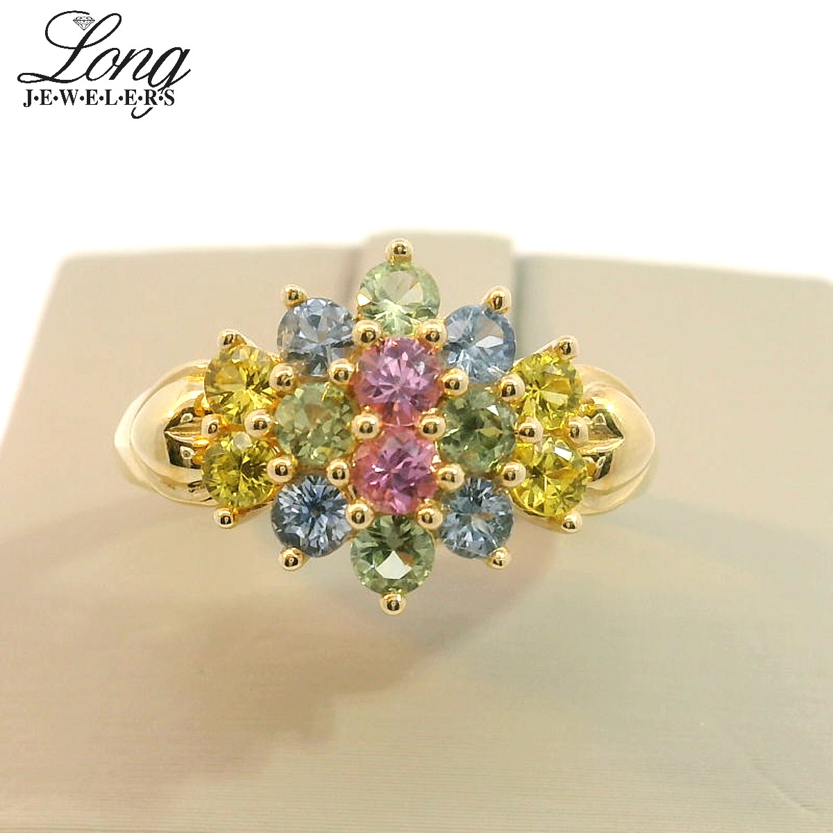 LDS 14KY 14=SAPPHIRES BLK EST RING