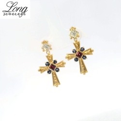 14K Yellow Gold Religious Earrings: Elegant Faith-Inspired Accessories thumbnail 2