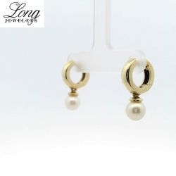 Elegant 14K Yellow Gold Pearl Earrings for Timeless Sophistication thumbnail 2