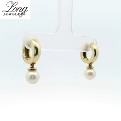 Elegant 14K Yellow Gold Pearl Earrings for Timeless Sophistication thumbnail 3