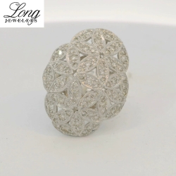 14K White Gold Cluster Ring: Dazzling Diamond Display thumbnail 1