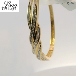 14K Yellow Gold Twist Bracelet w/ Diamonds thumbnail 2
