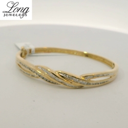 14K Yellow Gold Twist Bracelet w/ Diamonds thumbnail 4